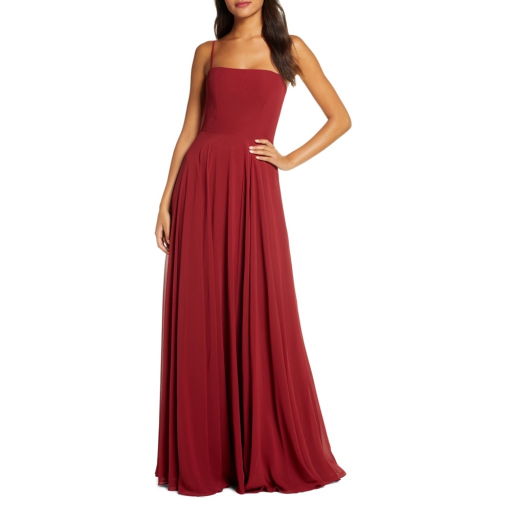 NEW Jenny Yoo Renee Spaghetti Strap Chiffon Dress Size 8